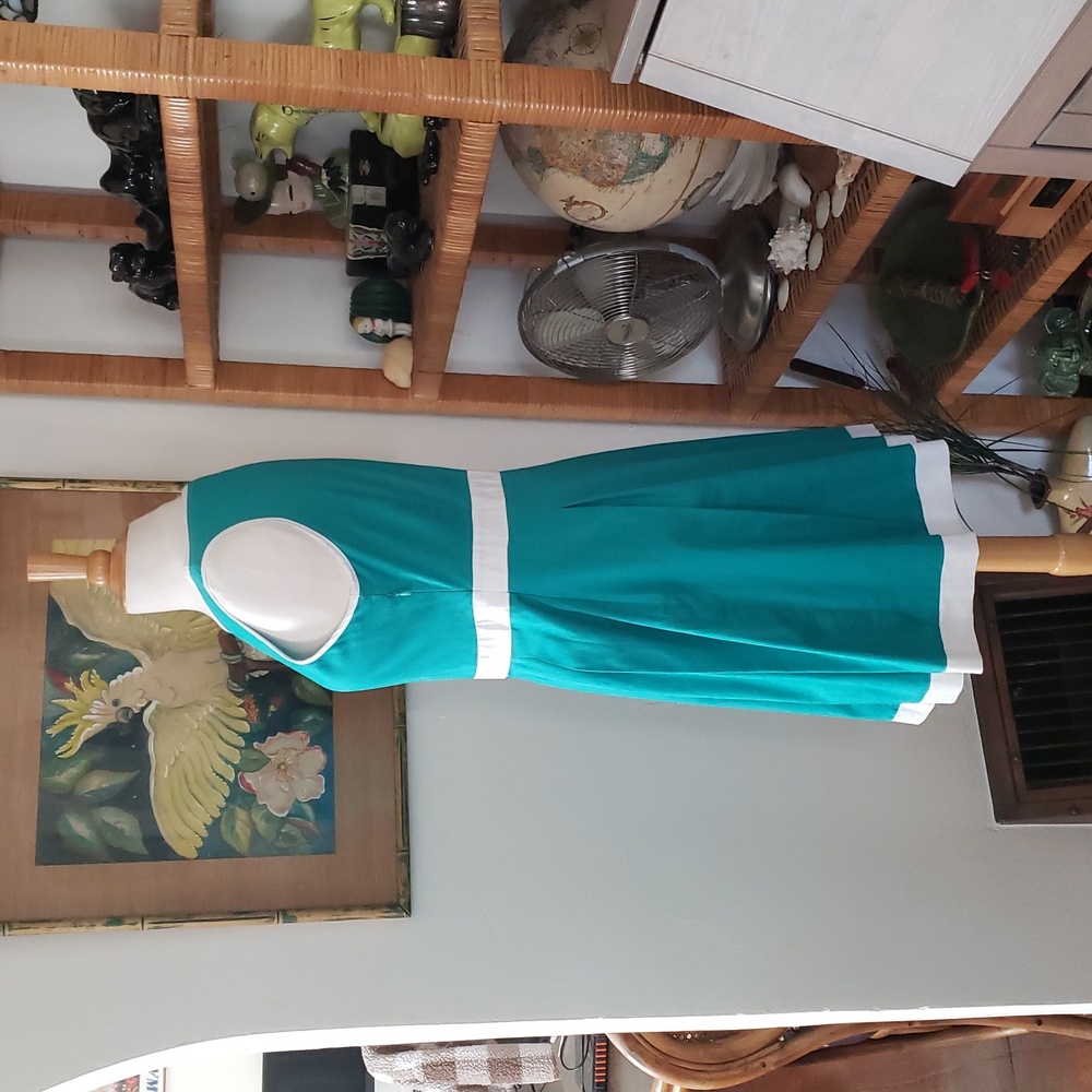 Nadine Milano Teal & White Shift Dress Size 12 - Picture 6 of 11